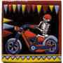 Mexican Talavera Ceramic Handpainted Tile Day of dead -- 3007 Biker